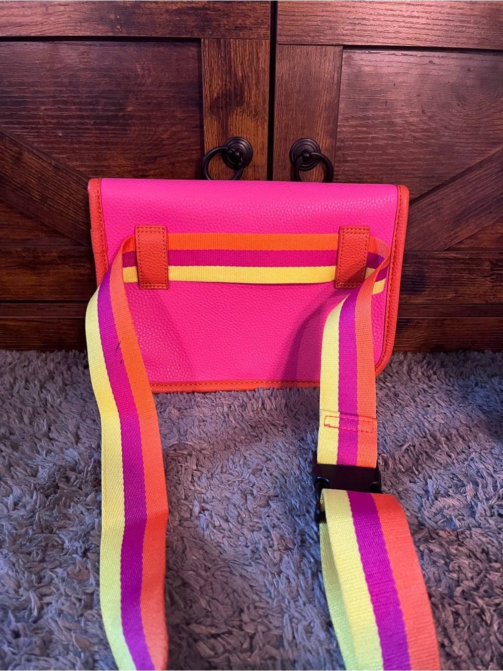 XOXO bengal Neon Pink bumbag with Orange Trim and Multicolor Strap - Picture 3 of 6